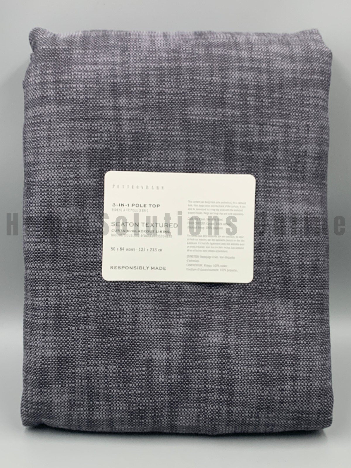 Pottery Barn Seaton Textured Blackout Curtain Drape Panel Charcoal 84″ #B1046