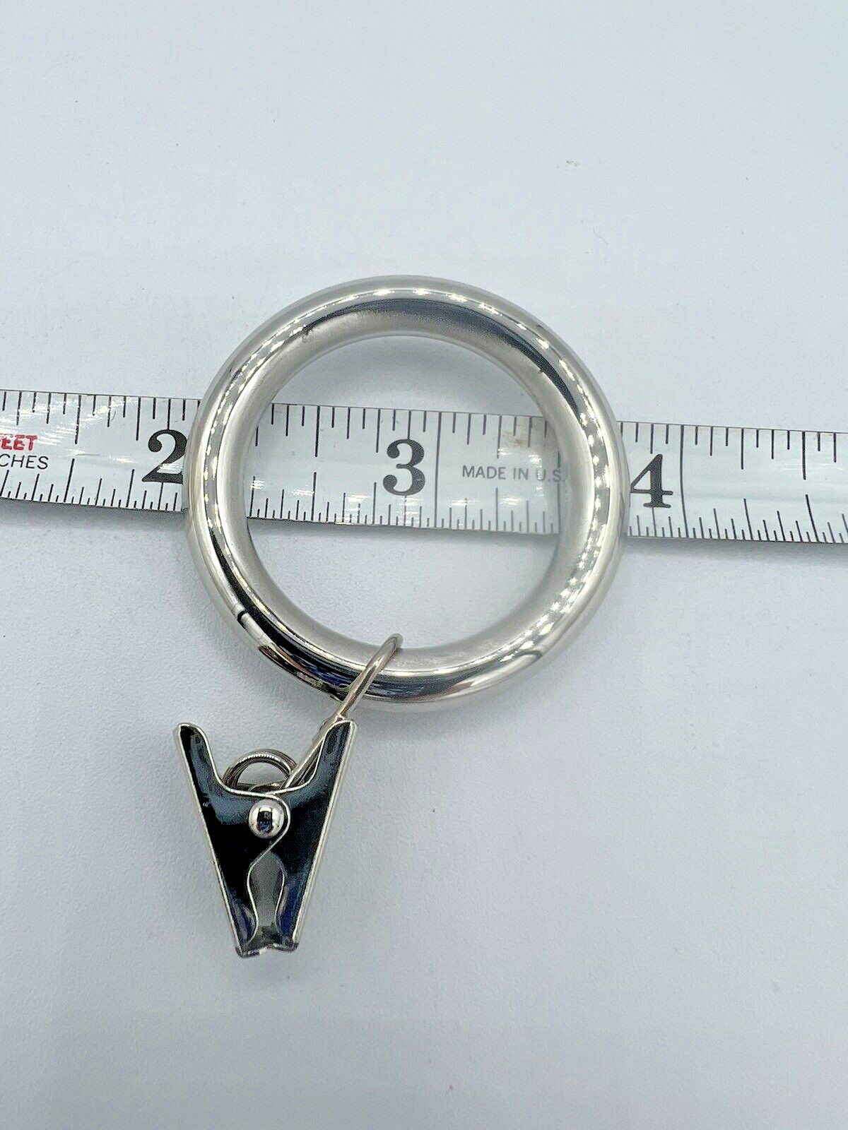 Rejuvenation Curtain Rings Clip Set 7 Polished Nickel Fits Rod .50″ Drapery