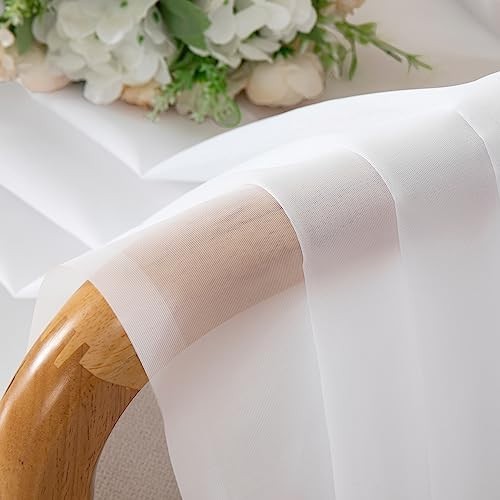 Aiyufneg Sheer Window Valance Curtains, Light 40″W x 14″L (Pack of 2) White