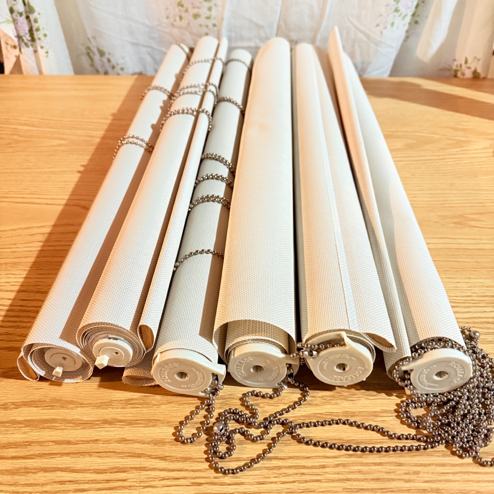 Rollease Roll Up Light Filtering Corded Casement Window Blinds Beige 29″ x 64″