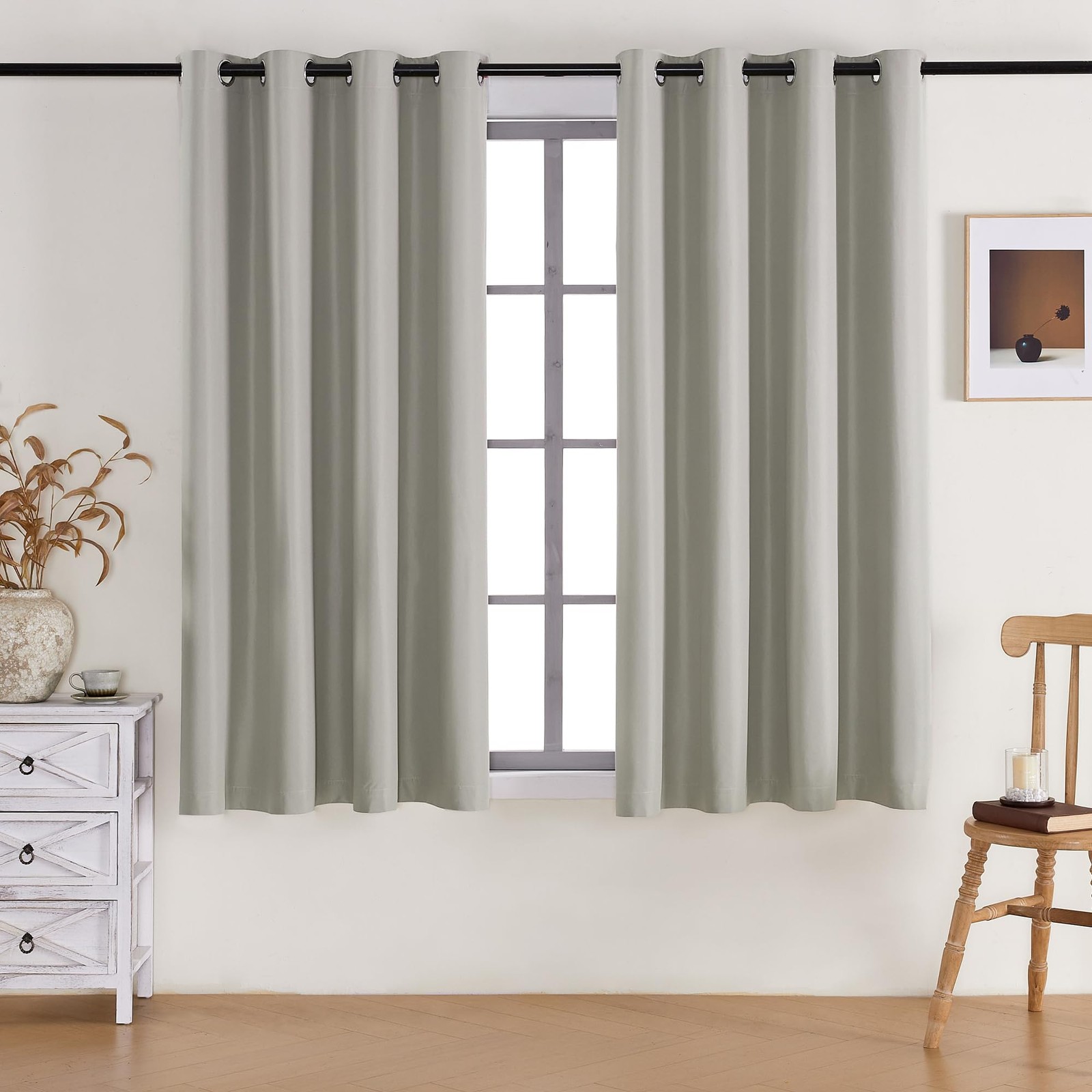 Grommet 100% Blackout Curtains with Black Liner for Bedroom 63 inches Long 2 …
