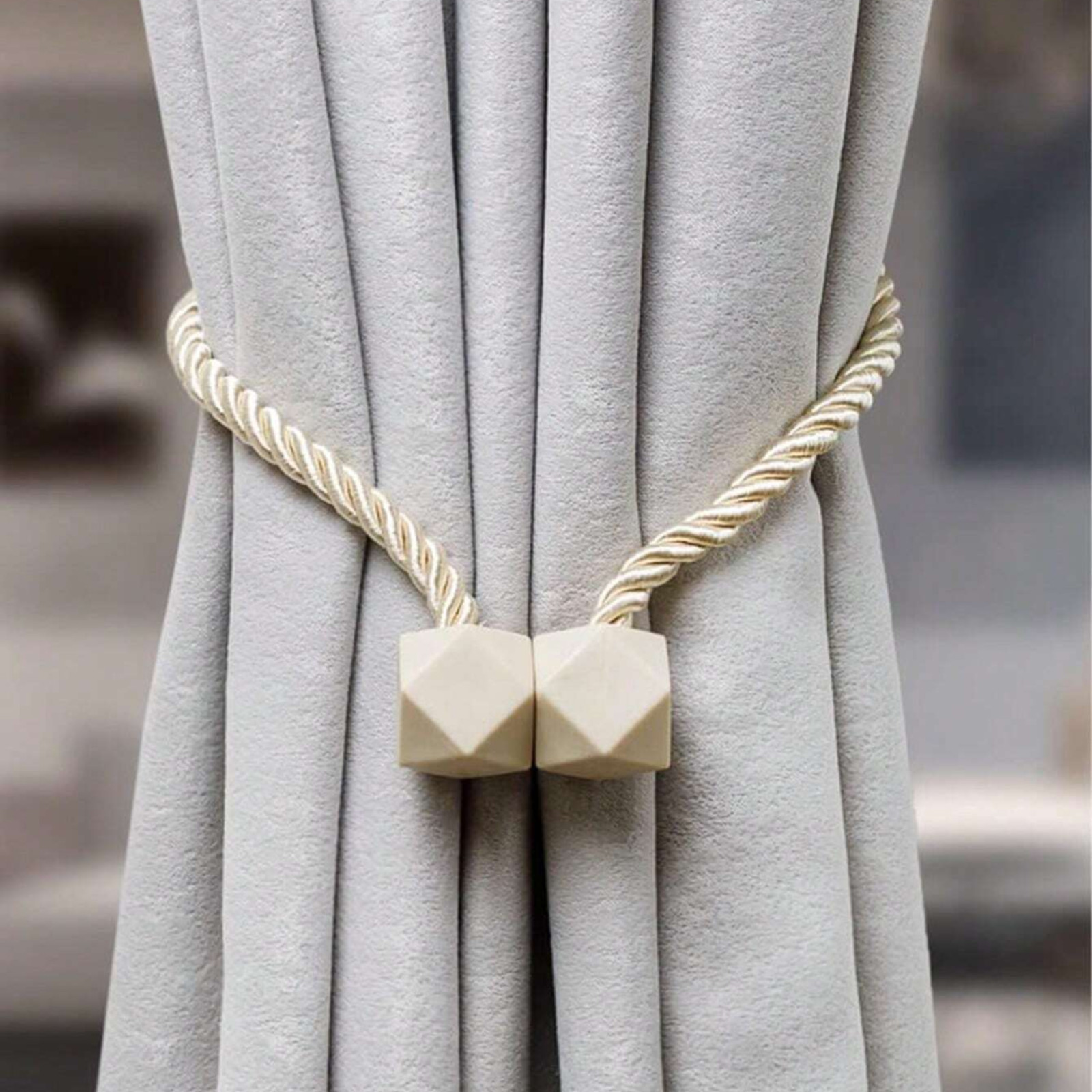 2X Magnetic Curtain Tiebacks Tie Backs Buckle Clips Weave Rope Holdbacks NEW
