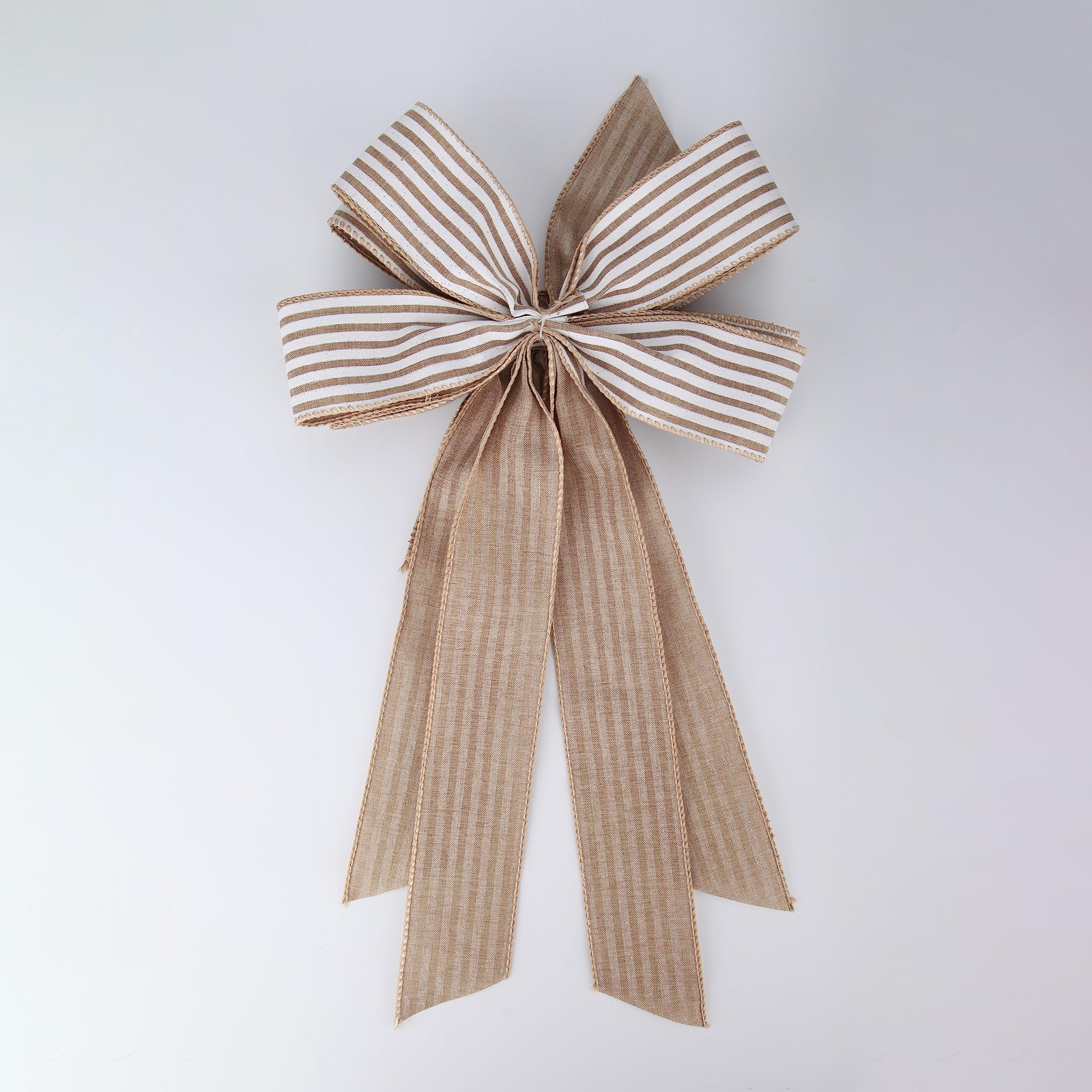 Large 24 x 10 Inch Natural Burlap White Rustic Ribbon Bow Farmhouse White Str…