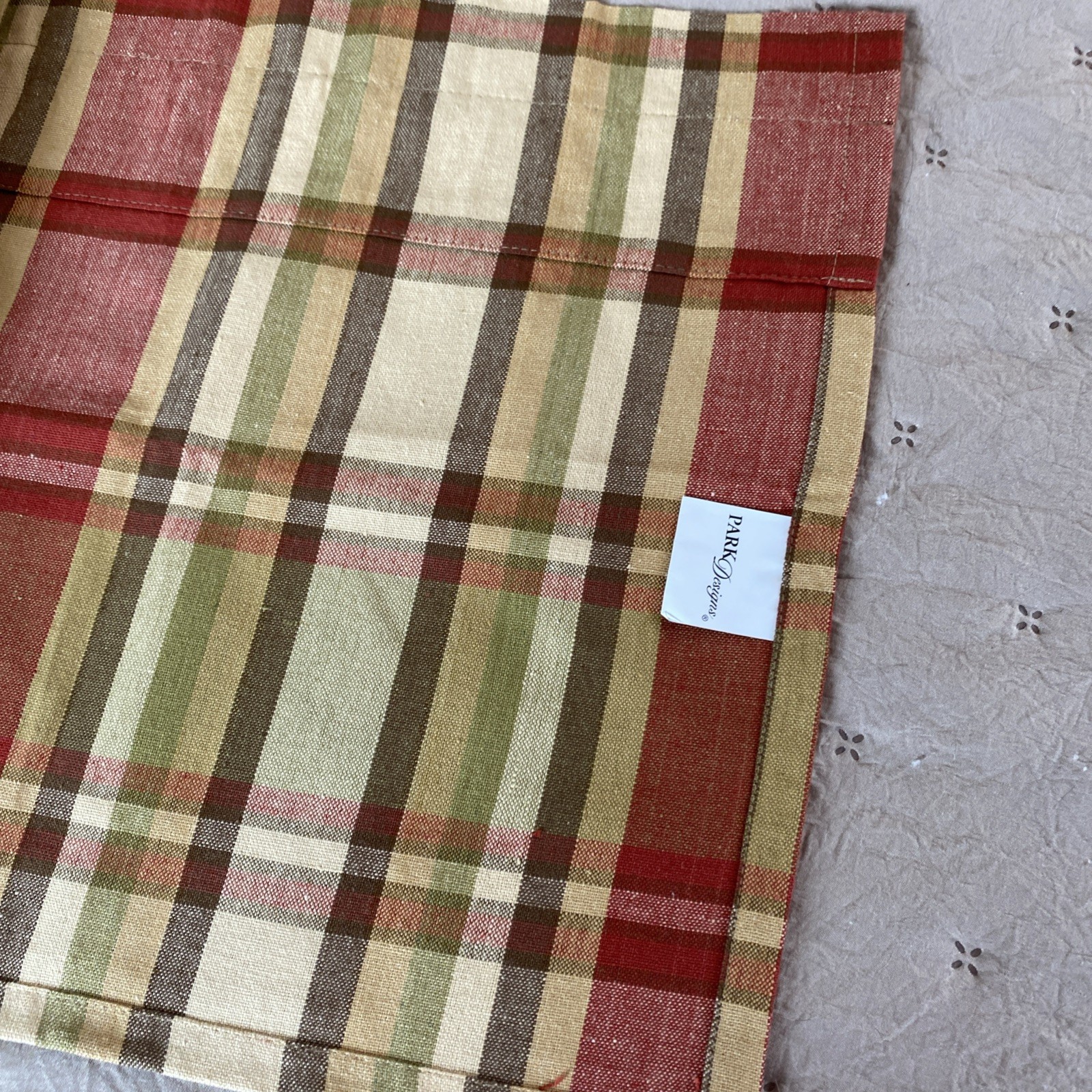 Park Designs Plaid Valance Country Primitive 14”x72” Yellow/brown/green/red
