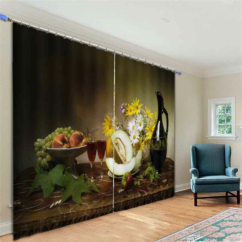 Great Fruits And Flowers 3D Blockout Photo Print Curtain Fabric Curtains Window