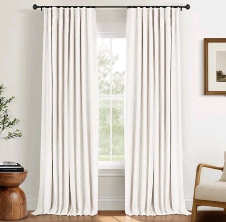 INOVADAY 100% Black Out Curtains 96 Inches Long 2 Panels, W50 x L96, Beige.