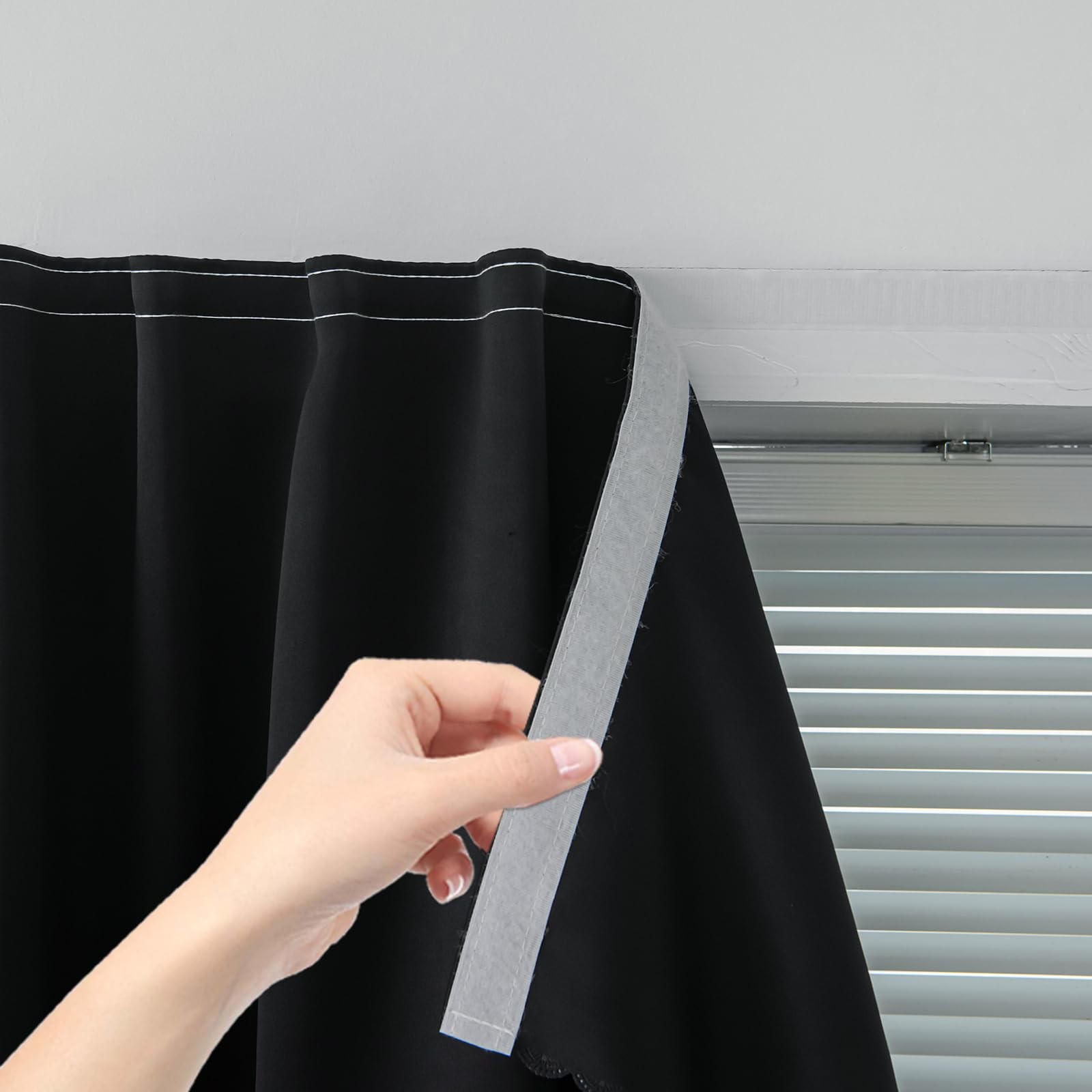 Blackout Curtains Window Shades Adhesive Self Stick Black 35″W X 59″L 1PC