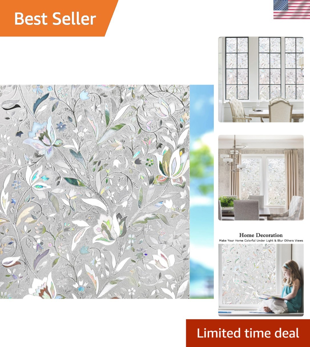 UV Blocking Frosted Window Film – Easy Peel and Stick Privacy Solution 35.4×78.7