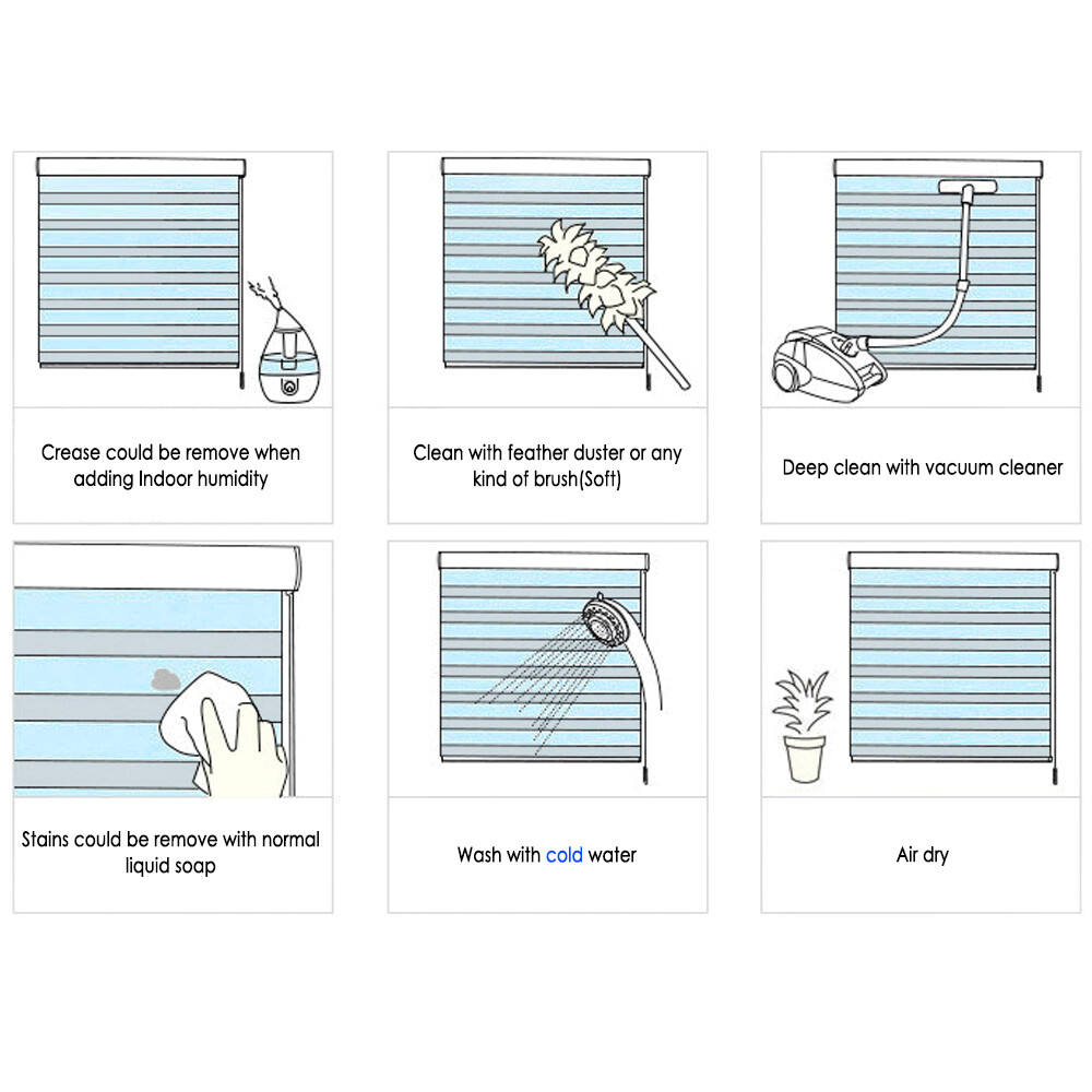 HTTMT- Zebra Roller Blinds [(W)40“ x (H)72”] Brown, Cordless, Dual Layer Shades,