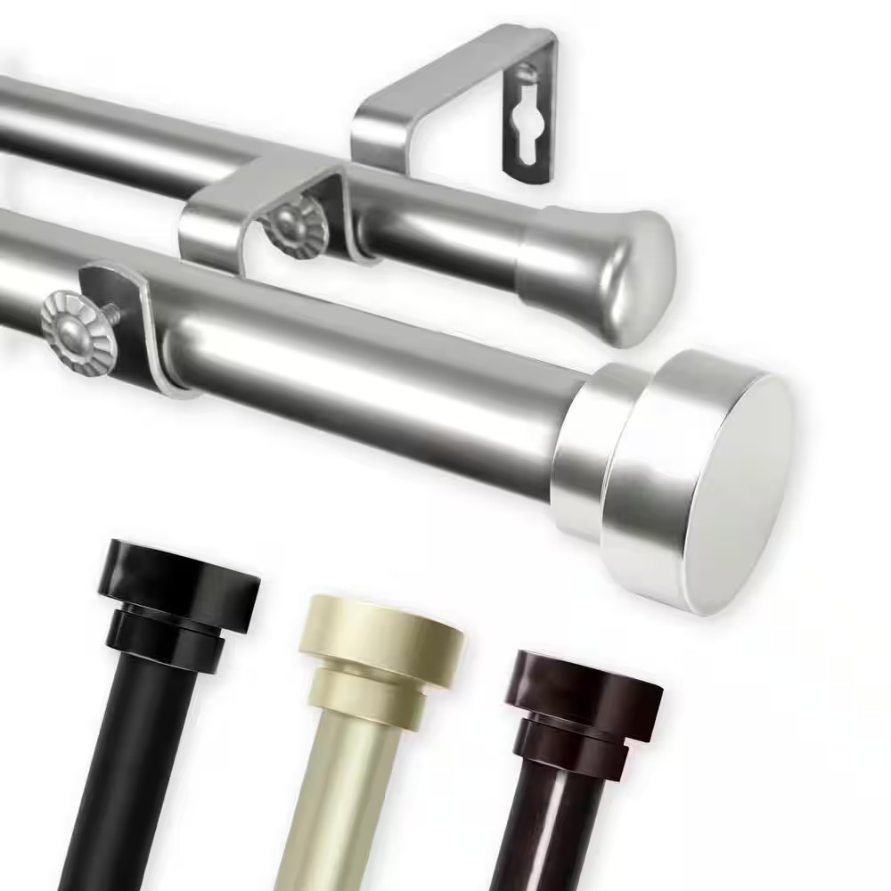 Bonnett 66 In. – 120 In. Double Curtain Rod in Black with Finial