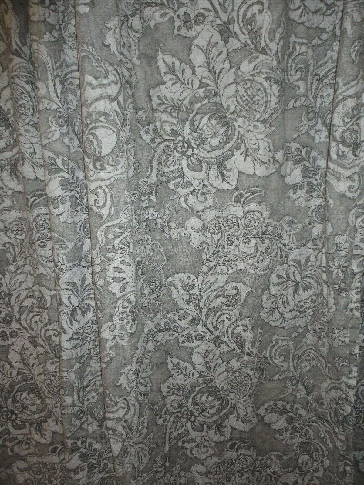 WORLD MARKET GRAY ADELADE GRAY BLACK WHITE FLORAL (2) LINED PANELS 48 X 84