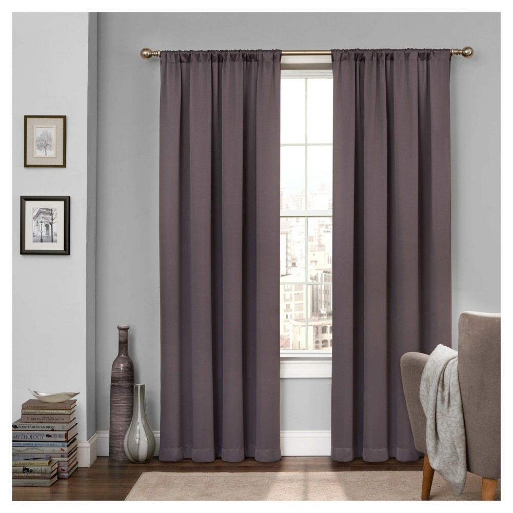 Eclipse Tricia Thermalpanel Solid Grey Rod-Pocket Curtain Panel, 52″x63″