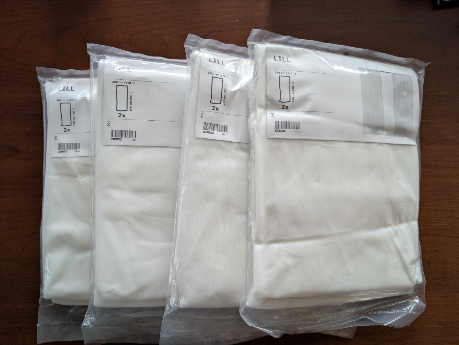 IKEA LILL Sheer White Curtain Panels 4 Pairs 8 panels Total 110×98″ 901.119.80