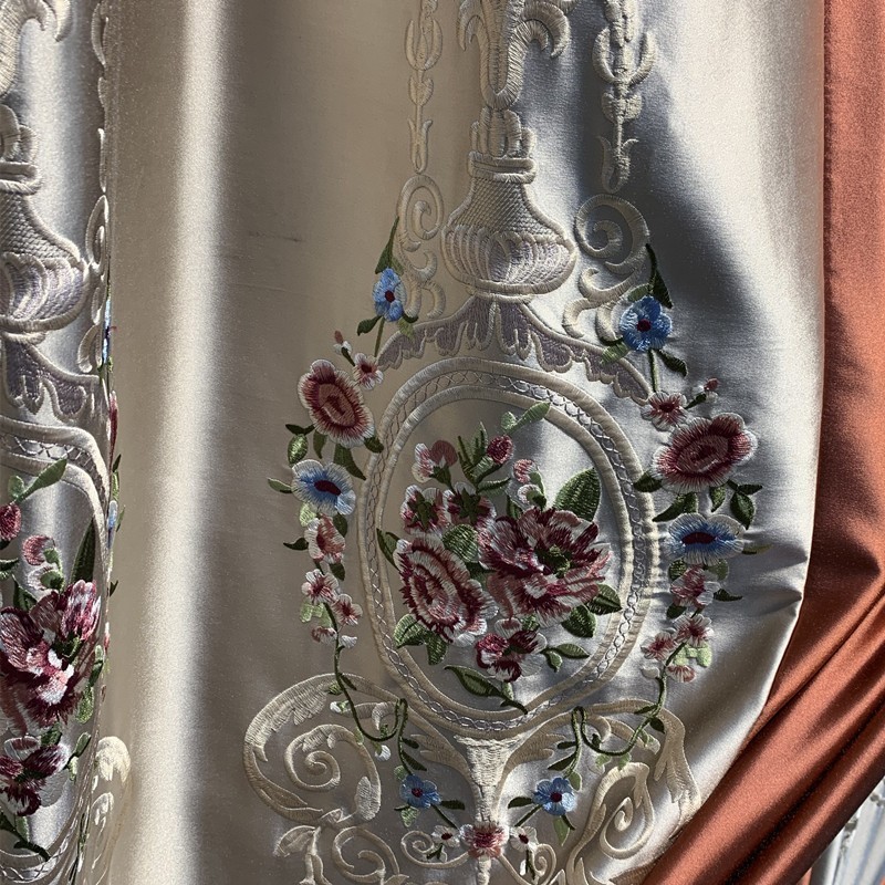 luxury classical European cloth velvet embroidery curtain valance tulle M1733