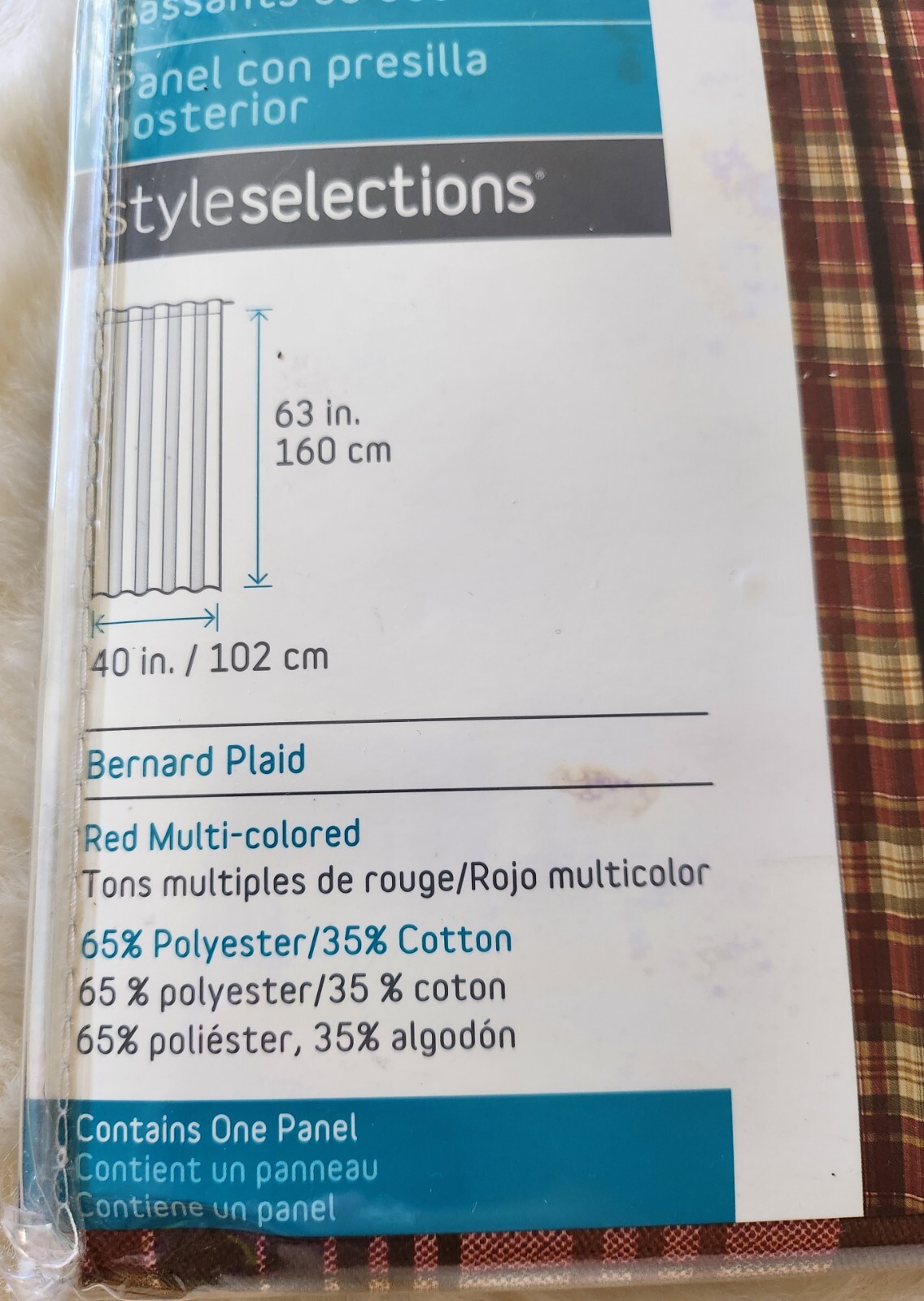 Style Selections Bernard Plaid Back Tab Panel 40″ x 63″ One Panel