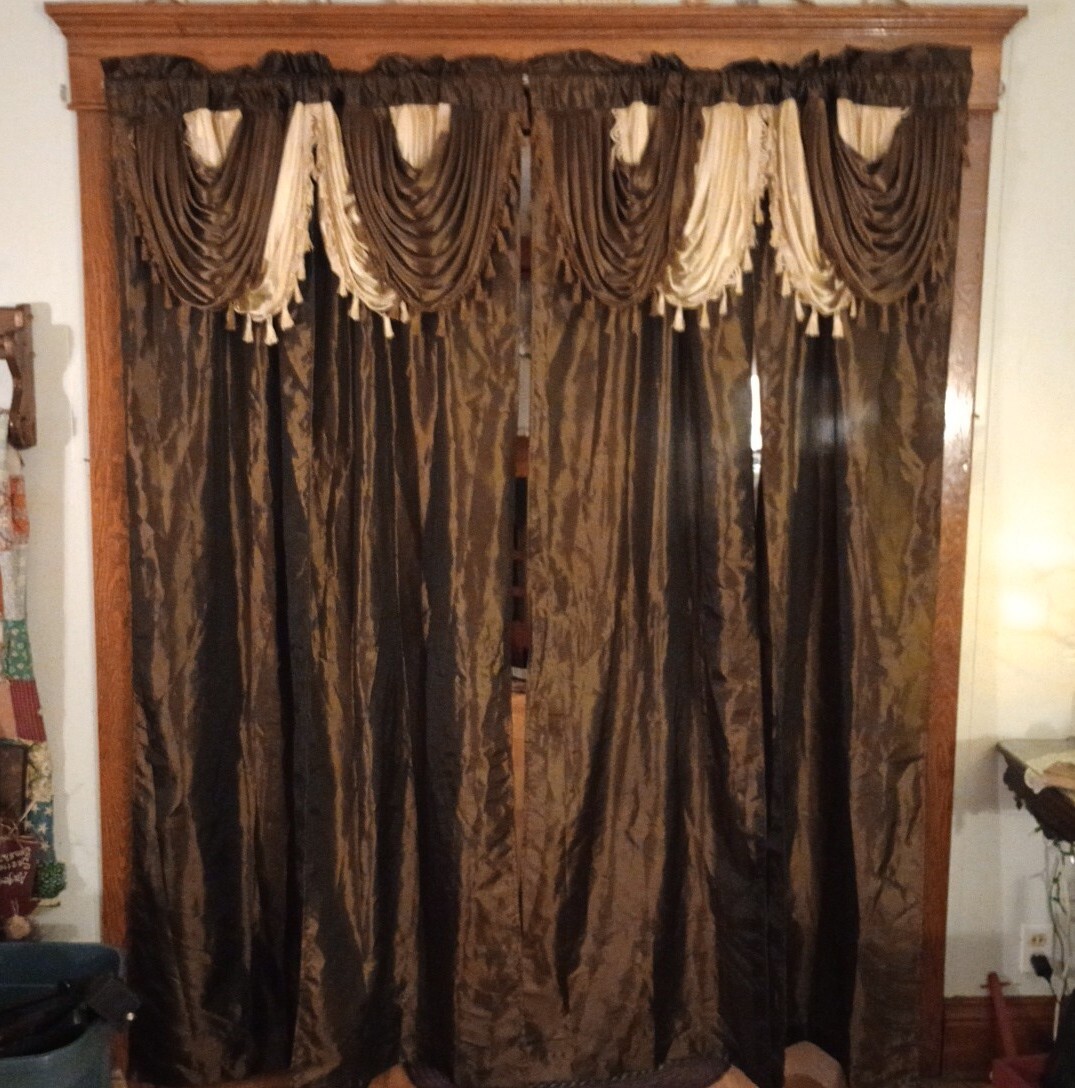 Window Curtain Set – 53-Inch W X 84-Inch L Panels 2 Sets W Attached Valances