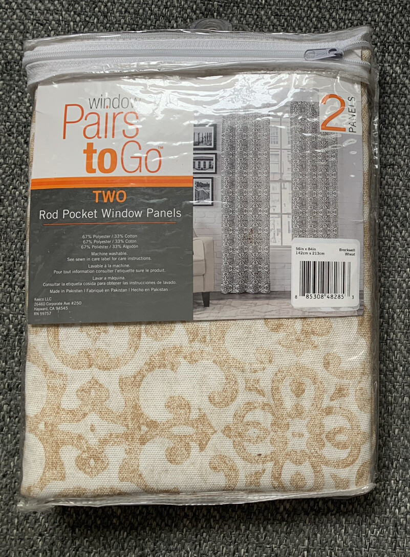 Window Pairs to Go Brockwell Panel Pair Set Wheat 56″×84″ Rod Pocket