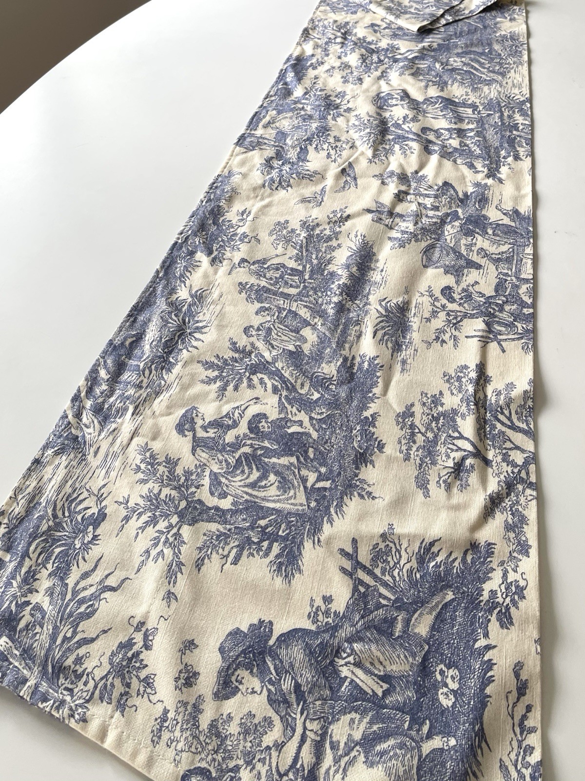 WAVERLY LG Valance COUNTRY LIFE Blue Toile Cotton Curtain Straight 16 X 78