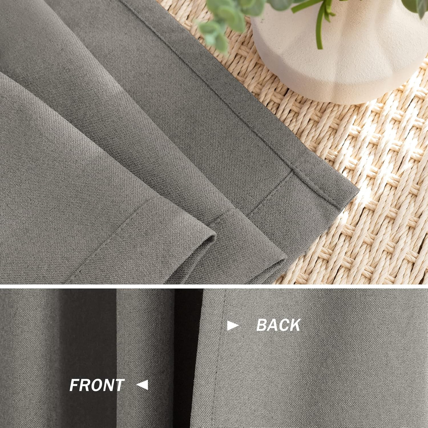 Blackout Pinch Pleat Curtain, Faux Linen, 72×96, Waterproof, Stone Color