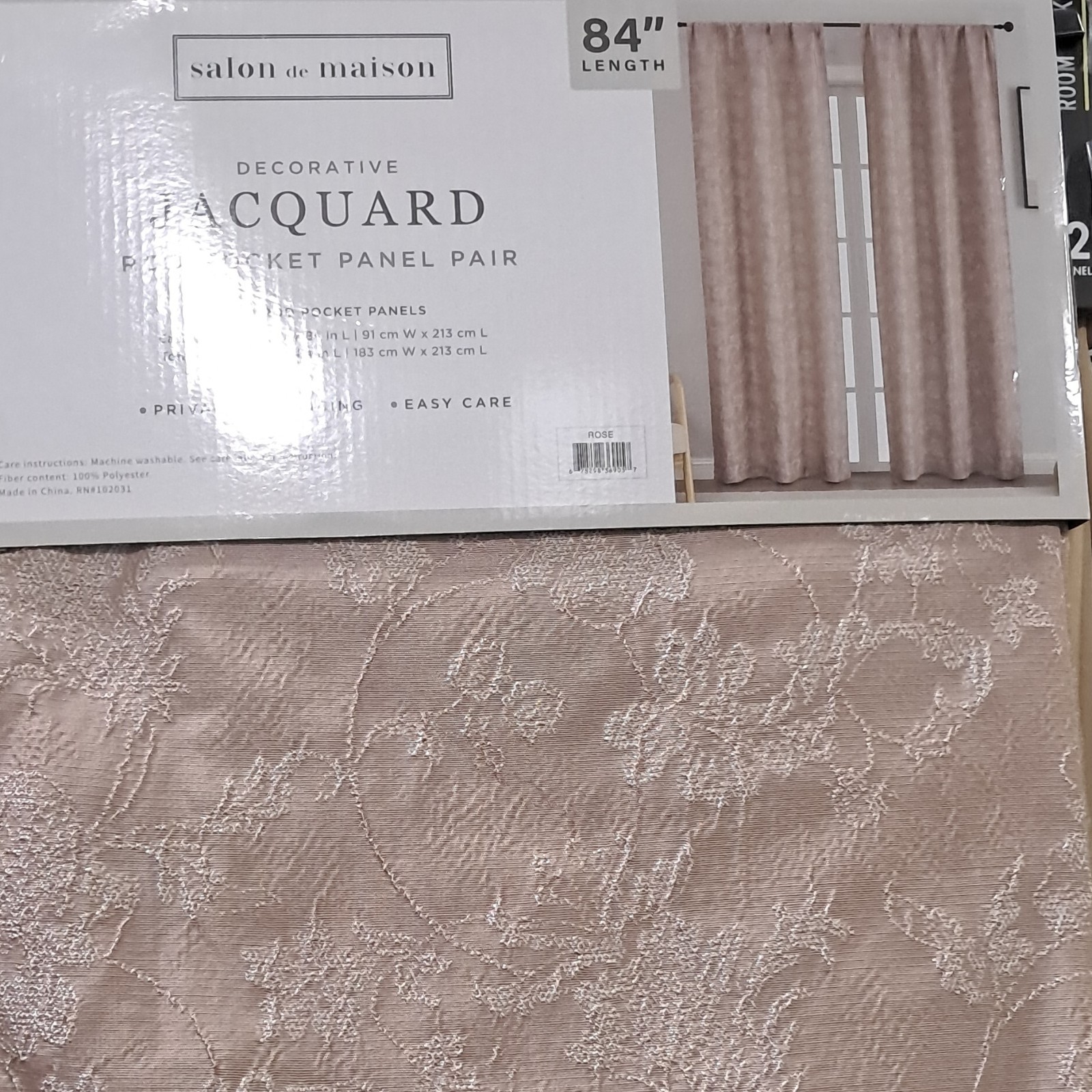 salon de maison Jacquard Rod Pocket Panel Pair Rose 38×84 in Light Filtering
