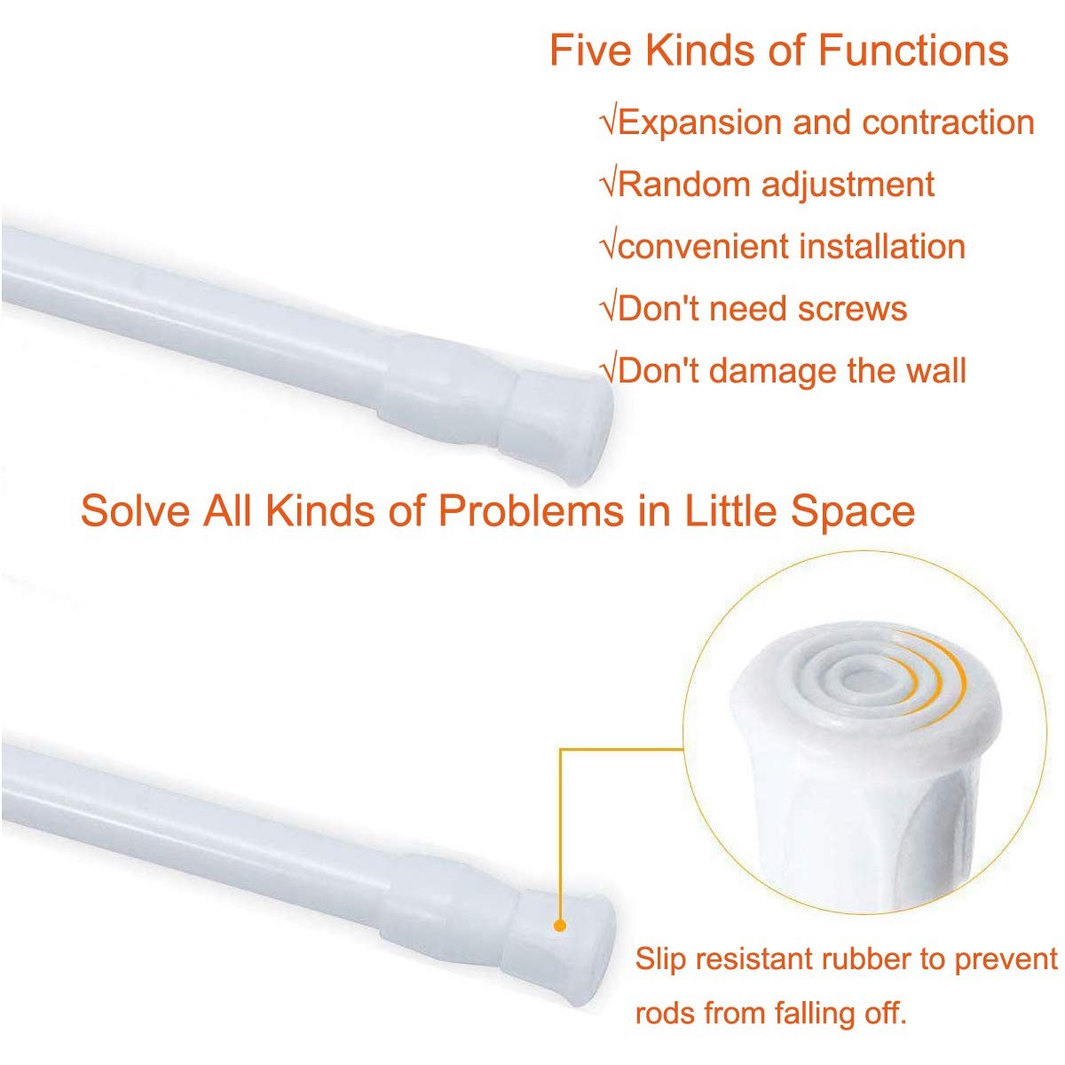 2 Pack Small Tension Rods 7 in to 11 Curtain Rods Window Rods in Extendable W…