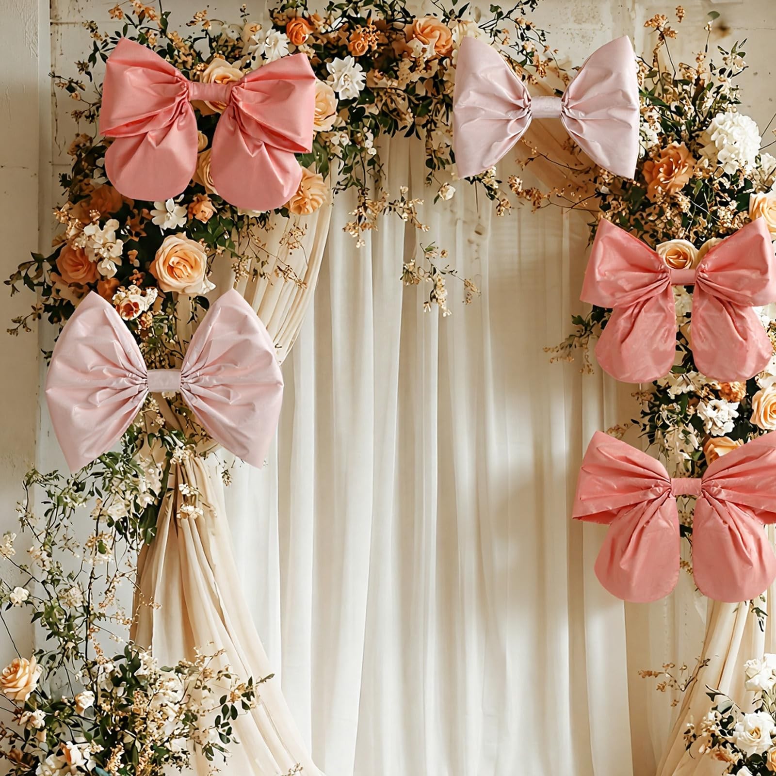 5 Pcs Large Pink Bow Party Decorations 15.7»-27.6» Big Satin Ribbon Bows Ha…