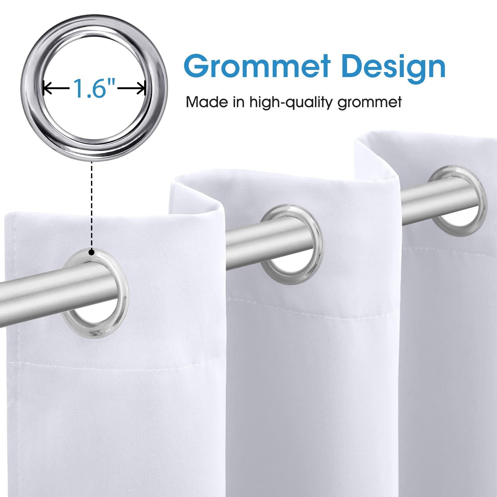 HOMEIDEAS Pure White Curtains for Bedroom 52 X 84 Inch Long 2 Panels Set