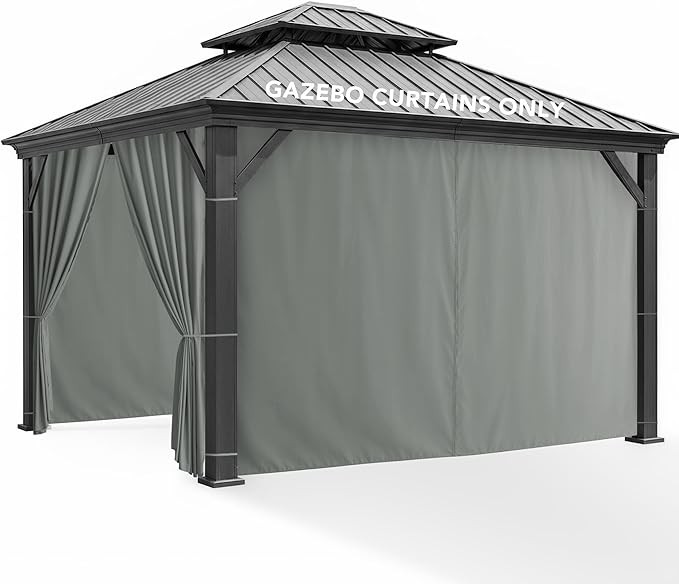 Gazebo Sidewall Curtains Grey 10x12x7 Ft 4 Panels Zipper