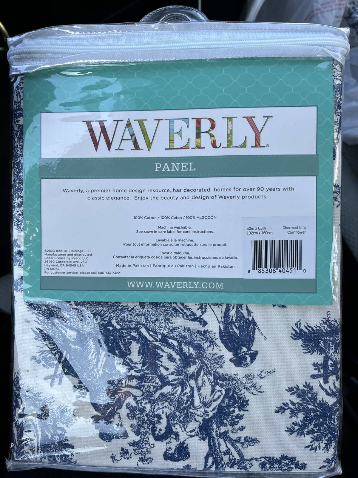 WAVERLY Charmed Life Cornflower Back Tab Rod Pocket 1 PANEL CURTAIN blue 52×63