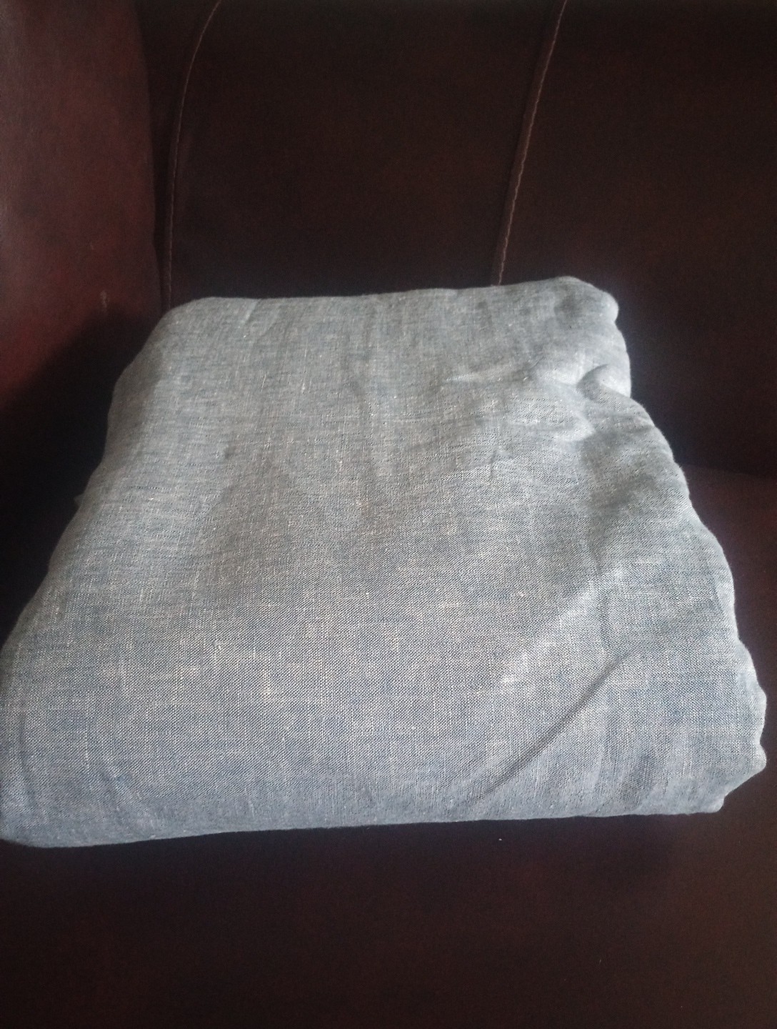 Pottery Barn Belgian Flax Linen Curtain Light Filtering 100 x 108″ Blue NWT