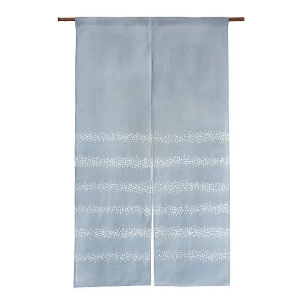 Japanese Traditional Handmade Linen Noren Curtain- Edo Stripes Pattern Blue Gray