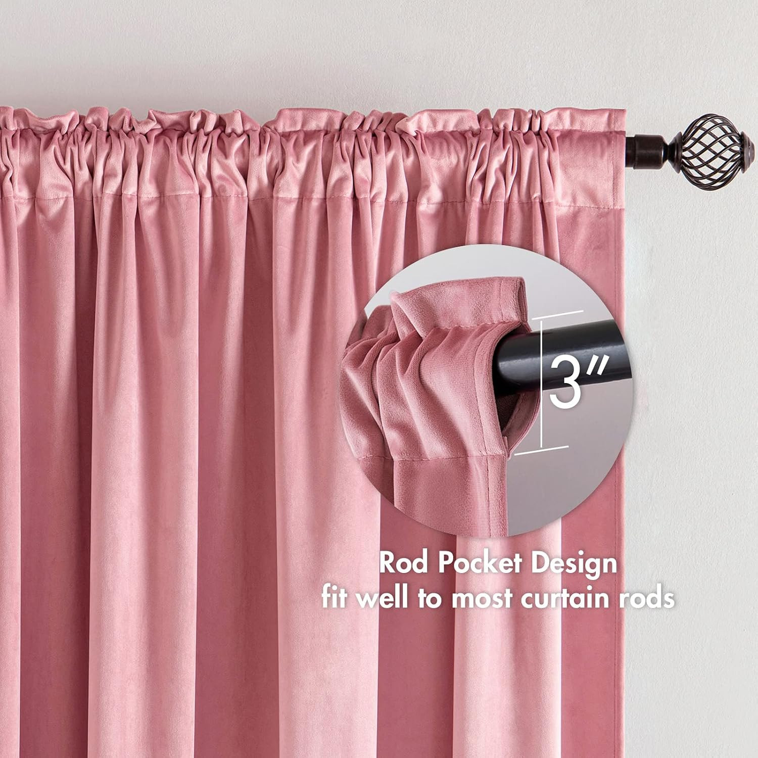 MIULEE Blush Pink Velvet Curtains Thermal Insulated Blackout Curtain Drapes for