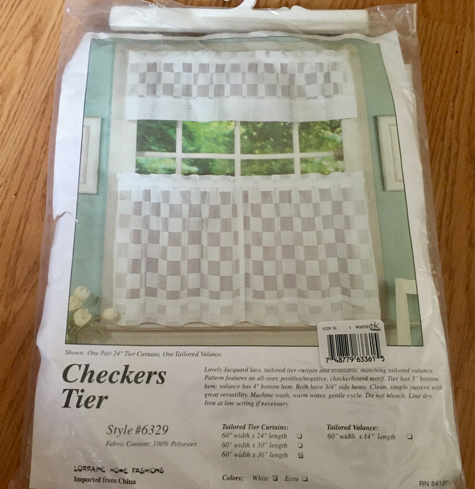 Vintage Checkers Tier Style #6329 Sz. 60″X 36″ BY LORRAINE HOME FASHIONS