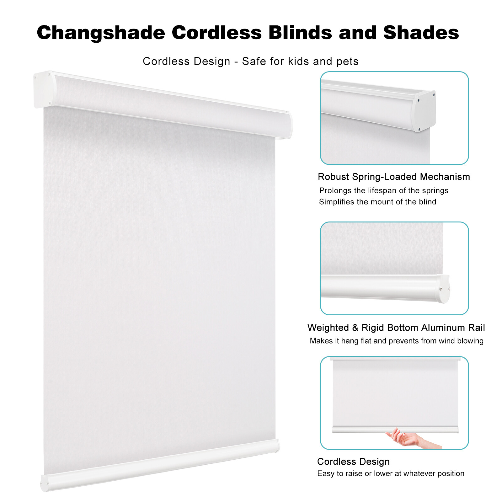 CUSTOM CUT SIZE Blackout Cordless BLINDS StyleWell Roller Shades – 3 Colors