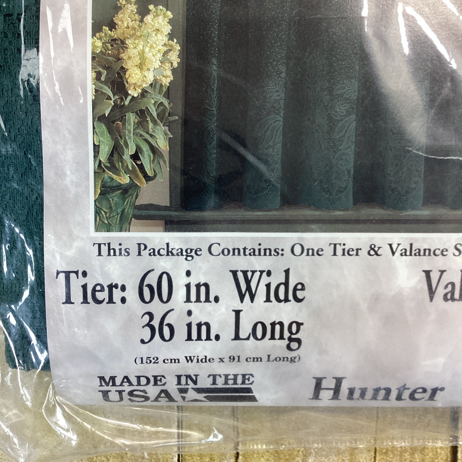 Vtg Lace Tier Valance Set Of Two Hoffman Laces Eden Hunter Green 60″