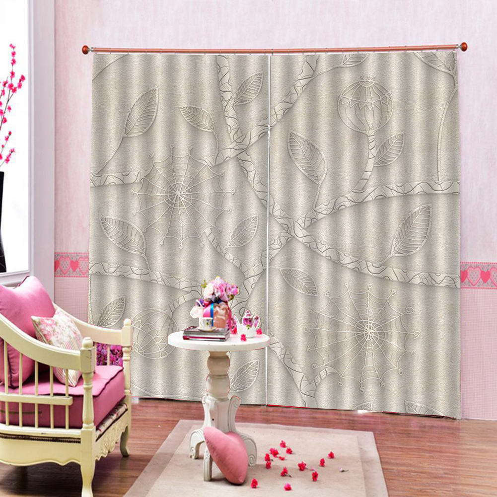 Detailed Veins Of Leaf 3D Curtain Blockout Photo Printing Curtains Drape Fabric
