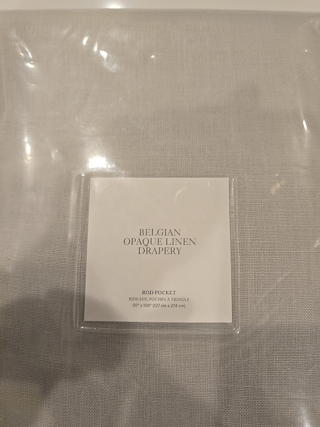 Restoration Hardware Belgian Opaque Linen Drapery 50”x108” Rod Pocket Mist