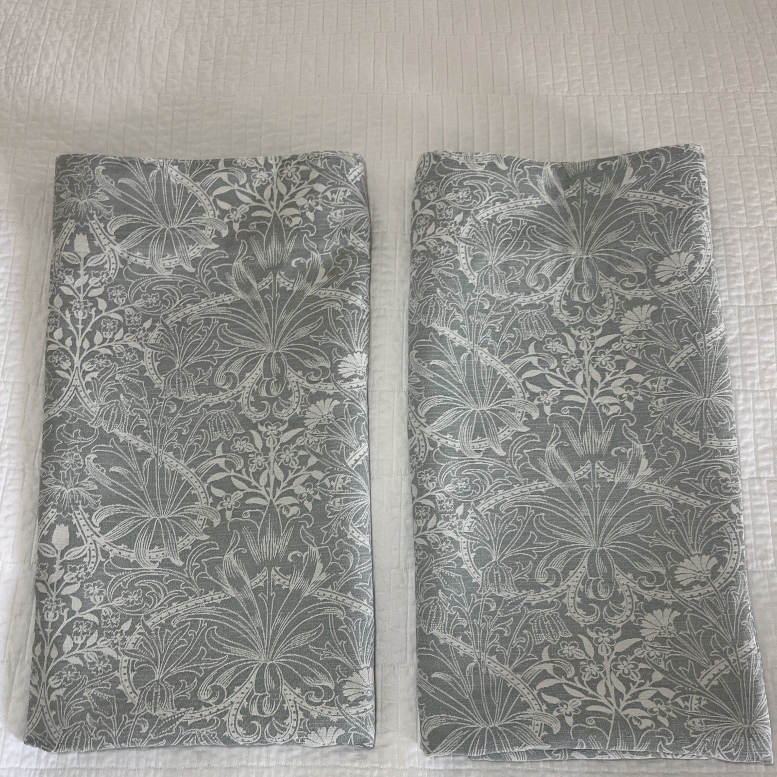 2 Morris & Co Woodland Weeds Gray Blue Curtains 36×96 William Morris Floral New
