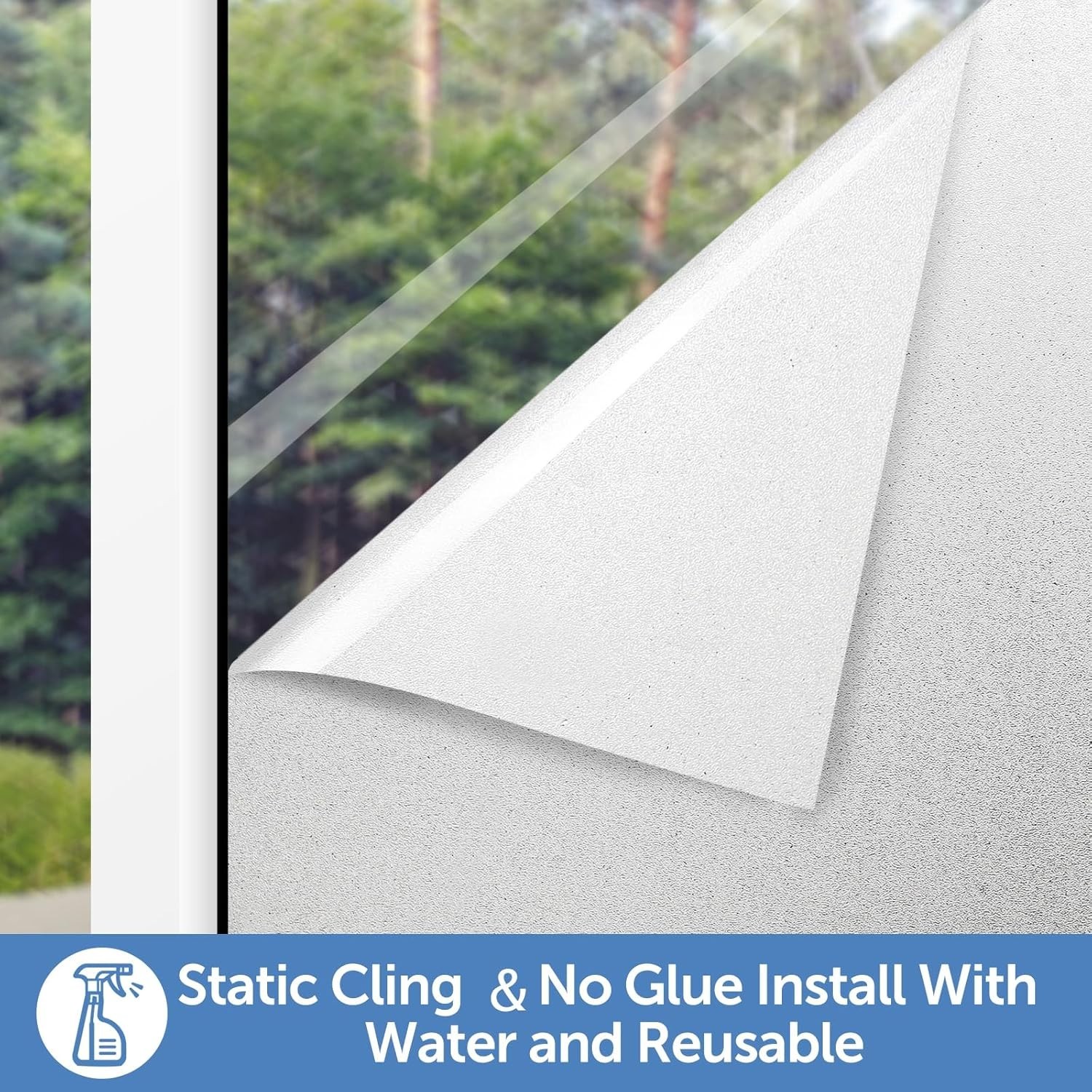 Frosted Window Privacy Film – UV Blocking & Heat Control, 23.6 x 78.7 Inch