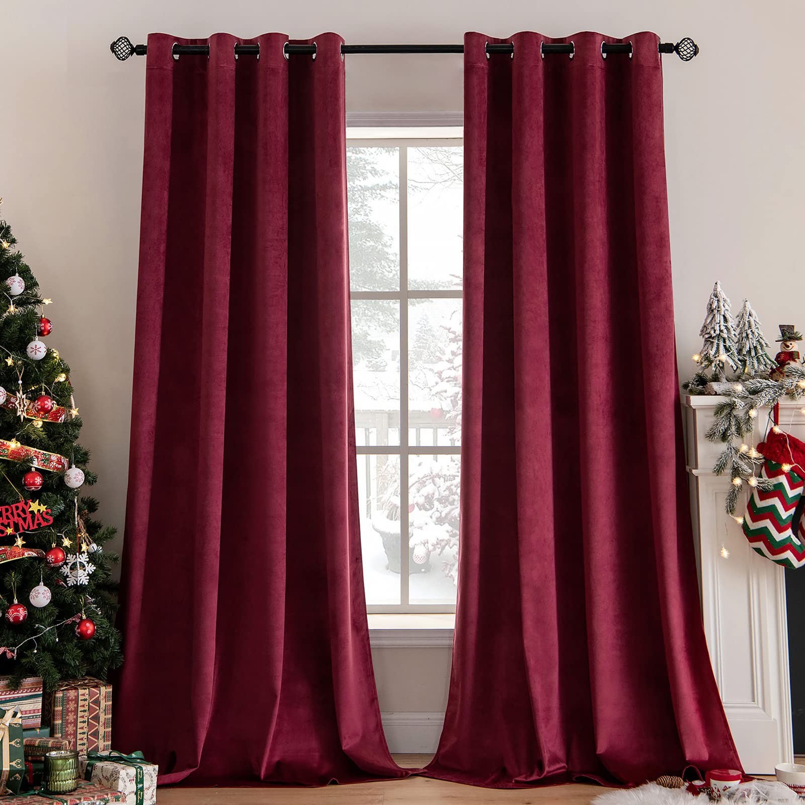 Red Velvet Curtain with Eyelets, Gorgeous Soft Curtains Velvet for Decorative Bedroom…
