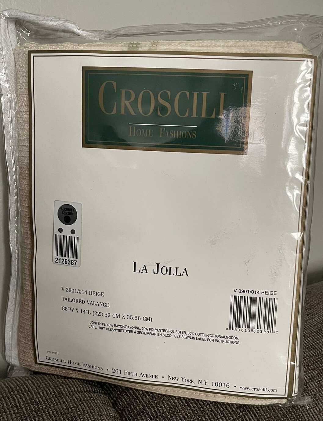 NEW Vintage Croscill La Jolla Tailored Valance 88”Wx14”L Beige Multi USA