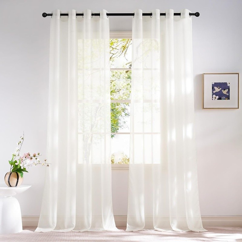 Sheer Voile Curtains Grommet Top Lightweight Drapes Window Treatment Panels US