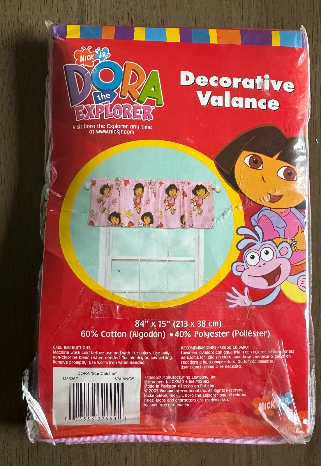 Dora the Explorer “Star Catcher” Window Valance 2003 Pink Purple Stars NEW