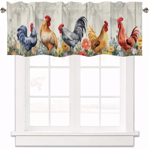 Chicken Rooster Window Valances Farmhouse 54″W x 18″L (Pack of 1) Chicken-2