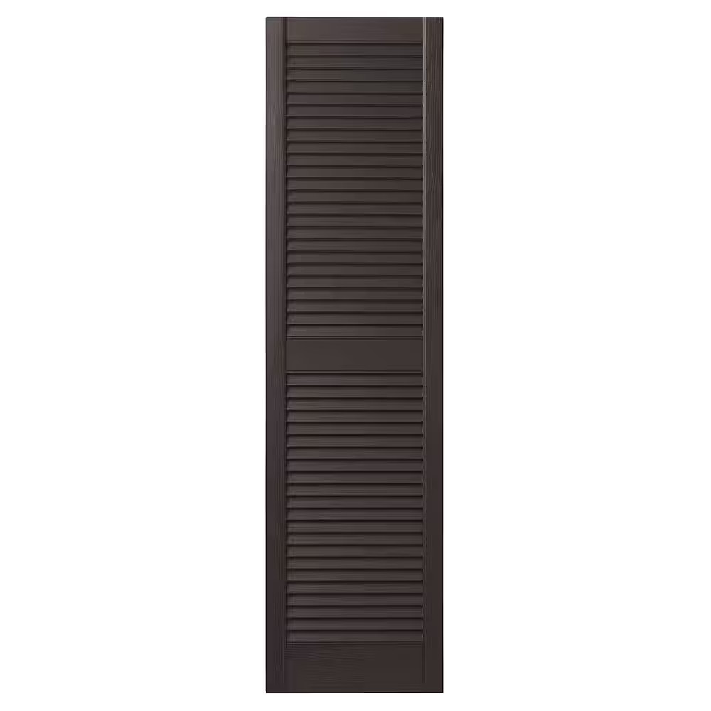 12 in. x 55 in. Open Louvered Polypropylene Shutters Pair in Brown VINLV1255 59