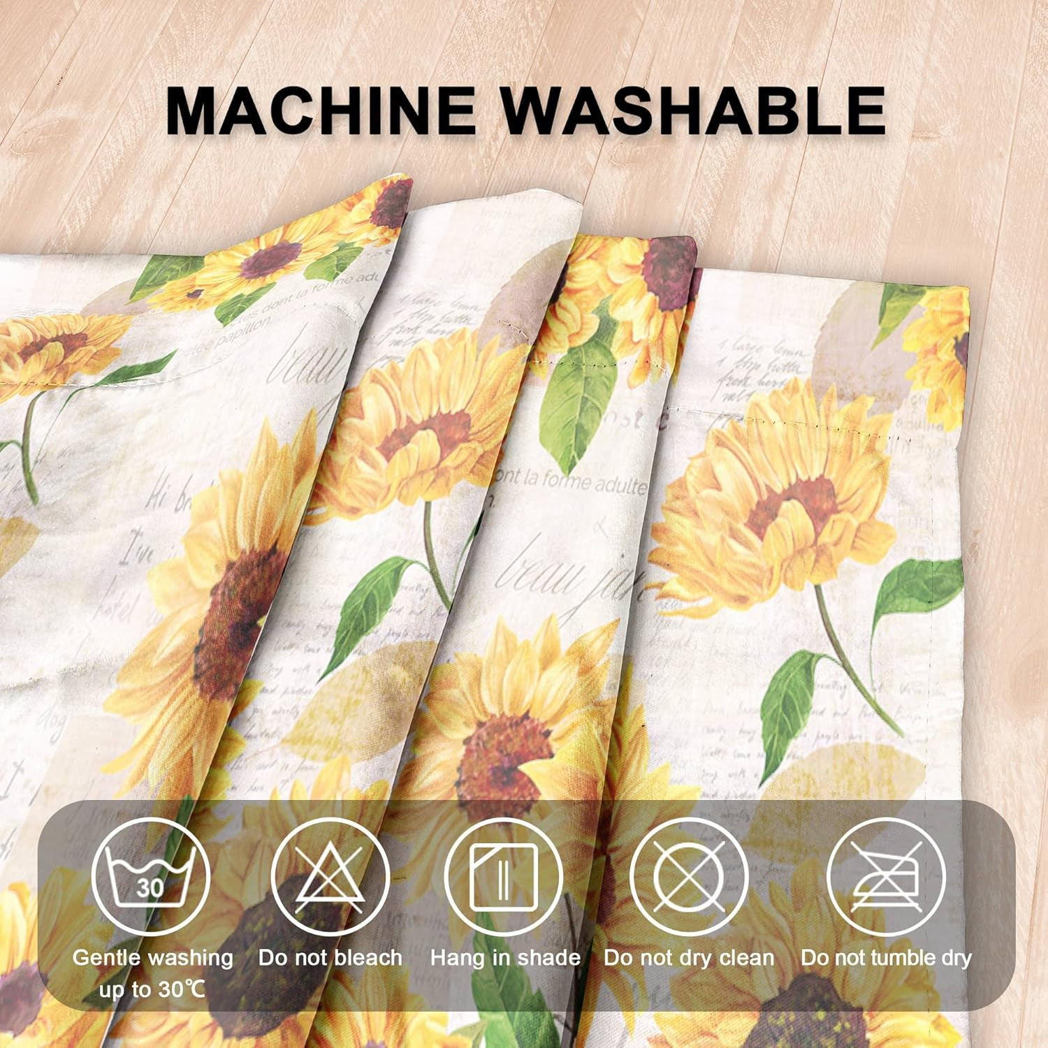 Sunflower Window Curtains Set with Valance 3Pcs Farmhouse Sunflower Kitchen Curt