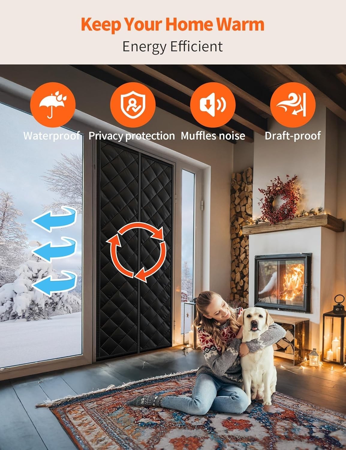 Magnetic Thermal Door Curtain for 36″ x 80″ Doors – Energy-Saving & Pet-Friendly