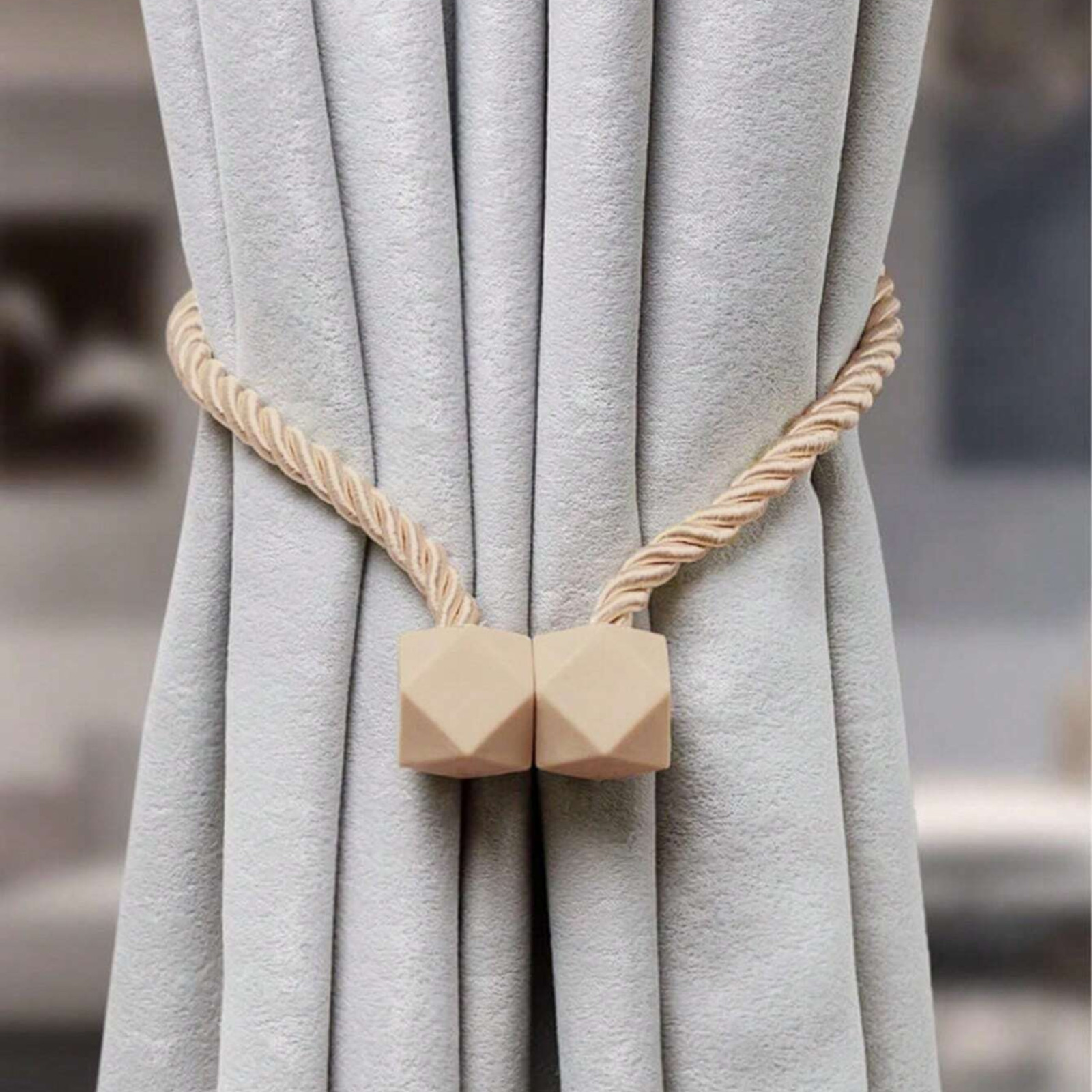 2X Magnetic Curtain Tiebacks Tie Backs Buckle Clips Weave Rope Holdbacks NEW