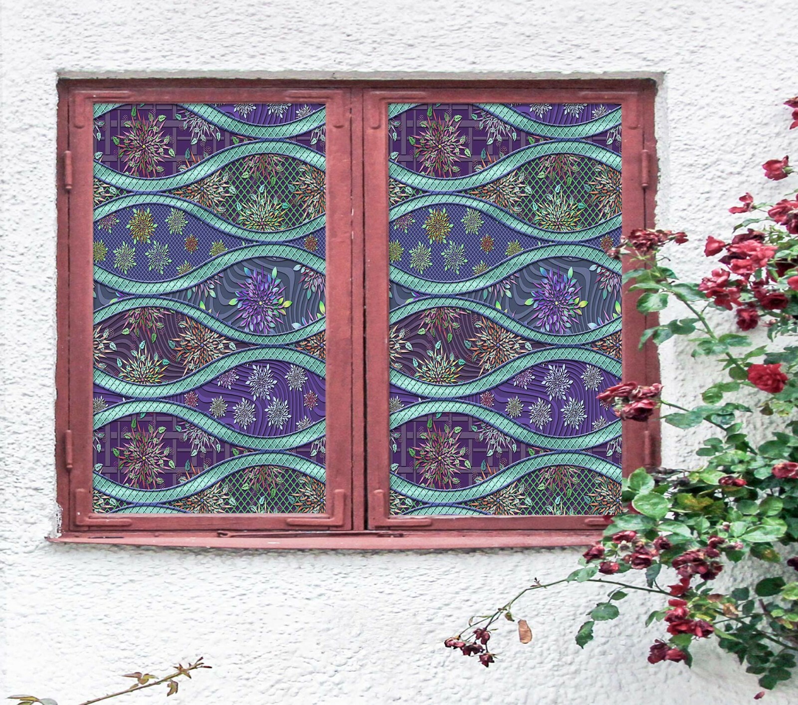 3D Purple 092NAO Window Film Print Sticker Cling Stained Glass UV Block Fay