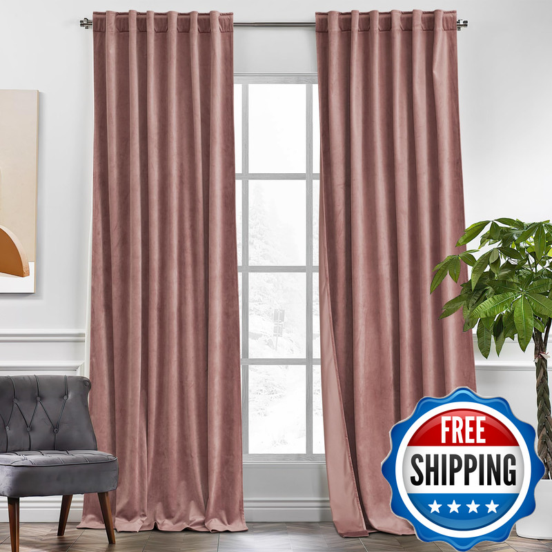 Kgorge Wild Rose Velvet Curtains 120 Inches 2 Panels Velvet Blackout Curtains